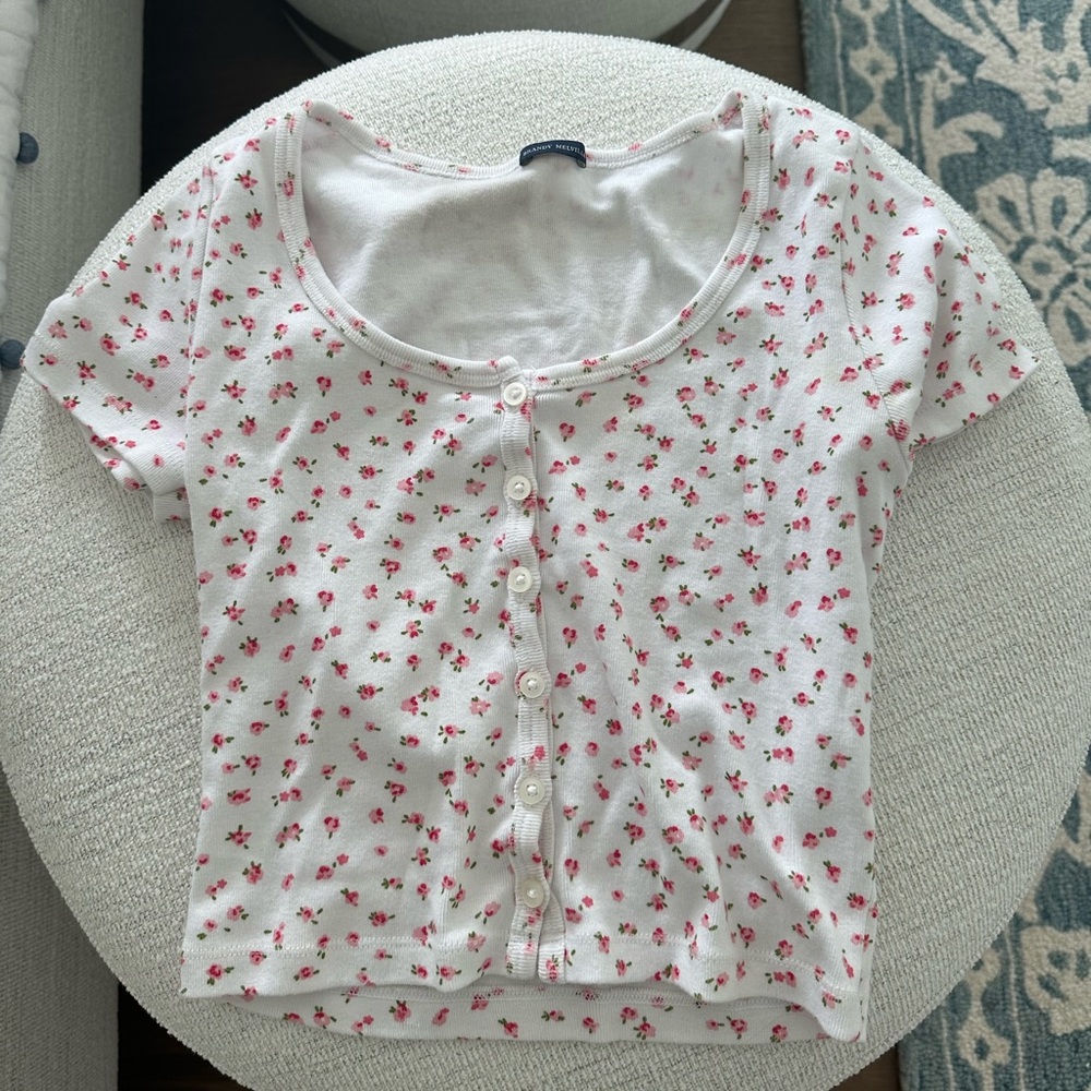Brandy Melville button up floral tee
